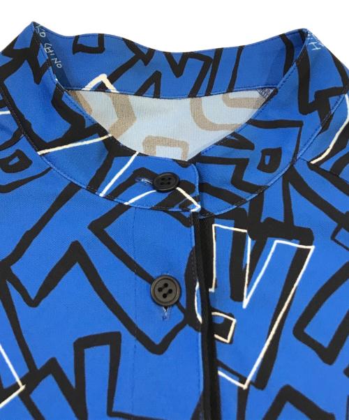 TRUNK HIROKO KOSHINO（トランク ヒロコ コシノ）TRUNK HIROKO KOSHINO (トランク ヒロコ コシノ) ラインリブアクセントロゴワンピース　RSPHW-11490 ブルー サイズ:38の古着・服飾アイテム