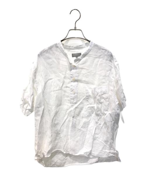 MARGARET HOWELL（マーガレットハウエル）MARGARET HOWELL (マーガレットハウエル) FINE LINEN カラーレスプルオーバーシャツ ホワイト サイズ:2の古着・服飾アイテム