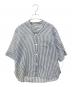 MARGARET HOWELL（マーガレットハウエル）の古着「ノーカラーストライプシャツ」｜ホワイト×グレー
