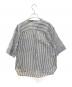 MARGARET HOWELL (マーガレットハウエル) ノーカラーストライプシャツ ホワイト×グレー サイズ:2：6000円
