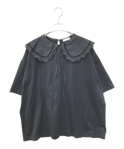 YORI（ヨリ）yori (ヨリ) スカラップカラーTEE　YR2111-018SP-4 ブラック サイズ:Fの古着・服飾アイテム