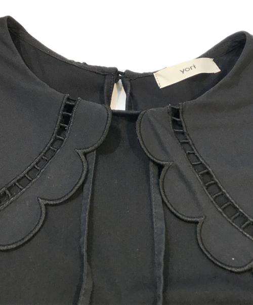YORI（ヨリ）yori (ヨリ) スカラップカラーTEE　YR2111-018SP-4 ブラック サイズ:Fの古着・服飾アイテム