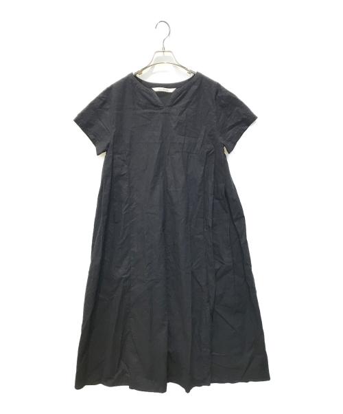 RAY BEAMS（レイ ビームス）RAY BEAMS (レイ ビームス) 麻混 バックタック キーネック ワンピース　61260801199 ブラック サイズ:表記無しの古着・服飾アイテム