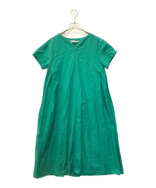 RAY BEAMS（レイ ビームス）RAY BEAMS (レイ ビームス) 麻混 バックタック キーネック ワンピース　61260801199 グリーン サイズ:表記無しの古着・服飾アイテム