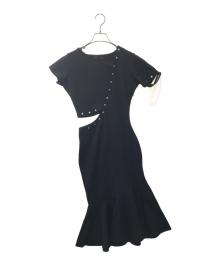 riu（リウ）の古着「スナップボタンオープンワンピース」｜ブラック