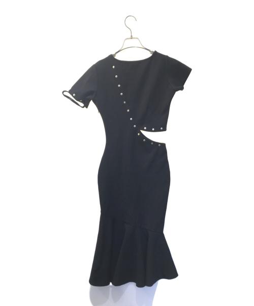 riu（リウ）Riu (リウ) スナップボタンオープンワンピース ブラック サイズ:FREEの古着・服飾アイテム