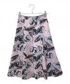 ANAYIアナイ）の古着「ドローイングフラワープリントフレアスカート　102417-11-150-13-360」｜ピンク