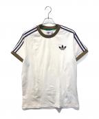 adidasアディダス）の古着「Adicolor Heritage Now ビンテージ カリ 半袖Tシャツ」｜パープル×ベージュ