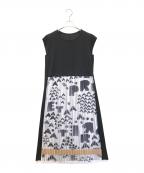 TRUNK HIROKO KOSHINOトランク ヒロコ コシノ）の古着「メッシュプリントドッキングワンピース／洗える　RSEGW03540」｜ホワイト×ブラック