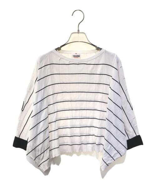 TRUNK HIROKO KOSHINO（トランク ヒロコ コシノ）TRUNK HIROKO KOSHINO (トランク ヒロコ コシノ) インアクセントドルマンニットプルオーバー/洗える ホワイト サイズ:38の古着・服飾アイテム