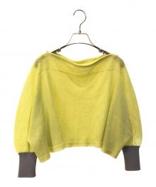 TRUNK HIROKO KOSHINO（トランク ヒロコ コシノ）の古着「【2WAY】メッシュニットボレロ/日本製/洗える　RSSGW13360」｜グレー×イエロー