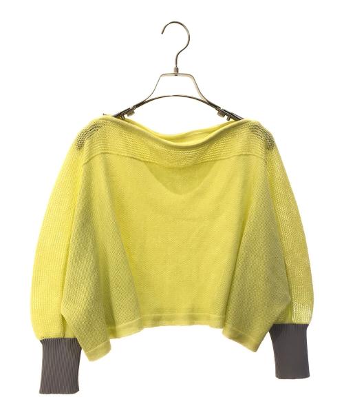 TRUNK HIROKO KOSHINO（トランク ヒロコ コシノ）TRUNK HIROKO KOSHINO (トランク ヒロコ コシノ) 【2WAY】メッシュニットボレロ/日本製/洗える　RSSGW13360 グレー×イエロー サイズ:38の古着・服飾アイテム