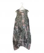 TRUNK HIROKO KOSHINOトランク ヒロコ コシノ）の古着「フラワーロゴシフォンプリーツワンピース /日本製　RSEJW04490」｜グリーン