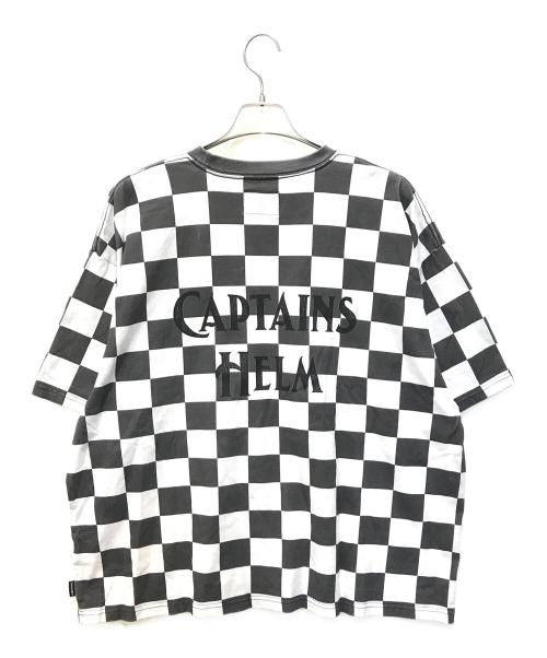 CAPTAINS HELM（キャプテンズヘルム）CAPTAINS HELM (キャプテンズヘルム) 2TONE RELAX LOGOポケットTシャツ ホワイト×ブラック サイズ:MEDIUMの古着・服飾アイテム
