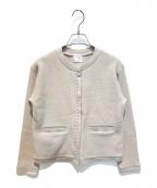 SHIPSシップス）の古着「シャギースムースジャージーパールモチーフカーディガン」｜ベージュ