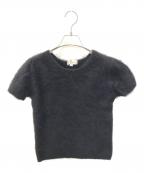 courregesクレージュ）の古着「アンゴラナイロン半袖ニット」｜ブラック