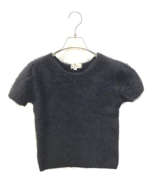 courreges（クレージュ）courreges (クレージュ) アンゴラナイロン半袖ニット ブラック サイズ:9Rの古着・服飾アイテム