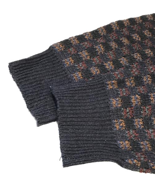 TOWN CRAFT（タウンクラフト）TOWN CRAFT (タウンクラフト) 総柄ニット ブラック サイズ:LARGEの古着・服飾アイテム