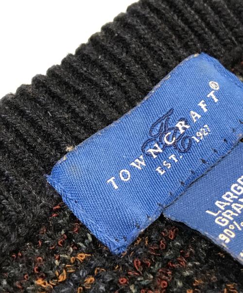 TOWN CRAFT（タウンクラフト）TOWN CRAFT (タウンクラフト) 総柄ニット ブラック サイズ:LARGEの古着・服飾アイテム