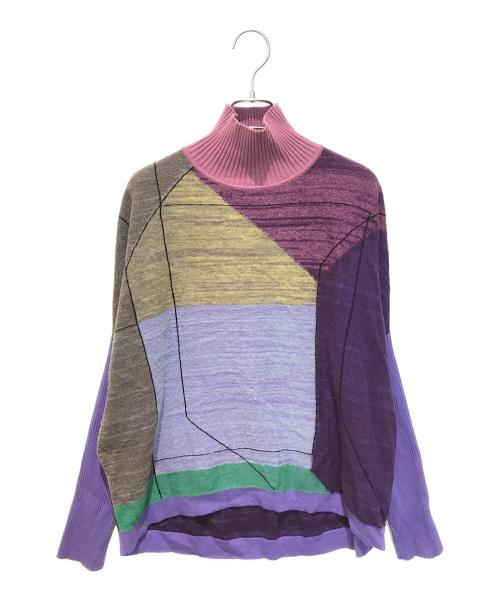 TRUNK HIROKO KOSHINO（トランク ヒロコ コシノ）TRUNK HIROKO KOSHINO (トランク ヒロコ コシノ) パターンニット　RSFES-80390 パープル サイズ:38の古着・服飾アイテム