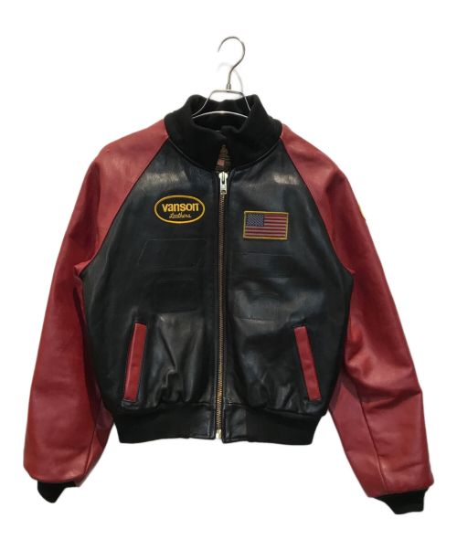 VANSON（バンソン）VANSON　 (バンソン) レーシングレザージャケット レッド×ブラック サイズ:42の古着・服飾アイテム