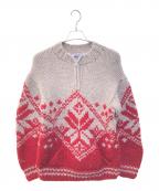 KANATAカナタ）の古着「ハーフジップカウチンニット」｜ベージュ