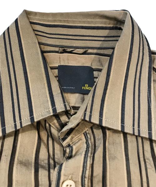 FENDI（フェンディ）FENDI (フェンディ) ストライプシアーシャツ ブラウン サイズ:40の古着・服飾アイテム