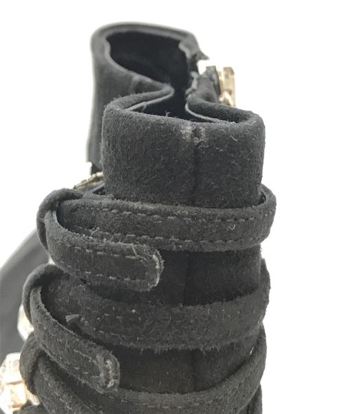 MIU MIU（ミュウミュウ）MIU MIU (ミュウミュウ) ビジュー装飾サイドジップブーツ ブラック サイズ:SIZE 37 1/2の古着・服飾アイテム