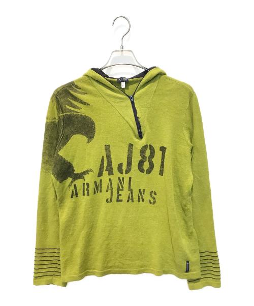 ARMANI JEANS（アルマーニジーンズ）ARMANI JEANS (アルマーニジーンズ) ニット 黄緑 サイズ:Lの古着・服飾アイテム