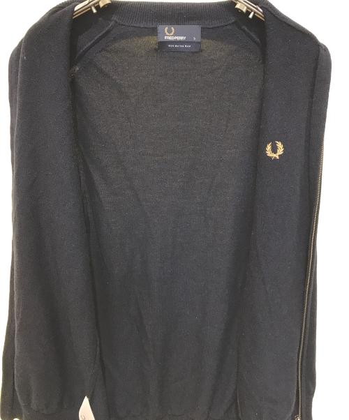 FRED PERRY（フレッドペリー）FRED PERRY (フレッドペリー) ジップアップハイネックニットカーディガン　 ネイビー サイズ:Sの古着・服飾アイテム