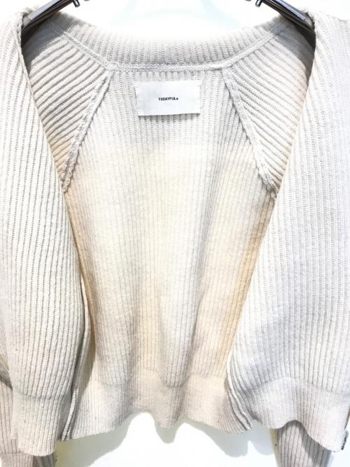 TODAYFUL（トゥデイフル）TODAYFUL (トゥデイフル) Washedwool Zip Knit アイボリー サイズ:Fの古着・服飾アイテム