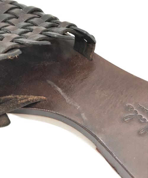 DRAGON（ドラゴン）DRAGON (ドラゴン) 編み込みサンダル ブラウン サイズ:37の古着・服飾アイテム