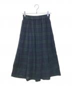 kubo san madeクボサンメイド）の古着「ウールガーゼチェックスカート」｜グリーン