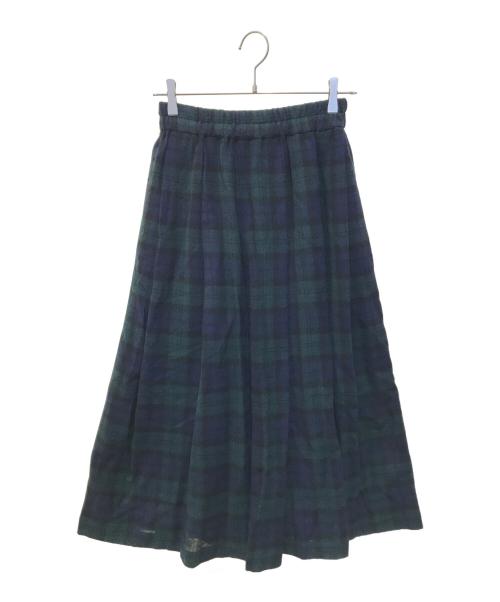 kubo san made（クボサンメイド）kubo san made (クボサンメイド) ウールガーゼチェックスカート グリーン サイズ:M80 未使用品の古着・服飾アイテム