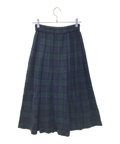 kubo san made（クボサンメイド）kubo san made (クボサンメイド) ウールガーゼチェックスカート グリーン サイズ:M80 未使用品の古着・服飾アイテム