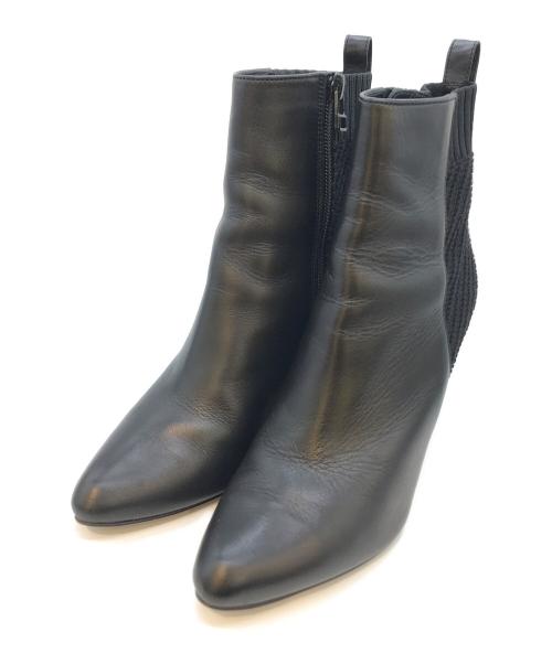 LANVIN（ランバン）LANVIN (ライバン) 素材コンビリブショートブーツ ブラック サイズ:24の古着・服飾アイテム