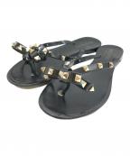 VALENTINOヴァレンティノ）の古着「スタッズリボンサンダル」｜ブラック