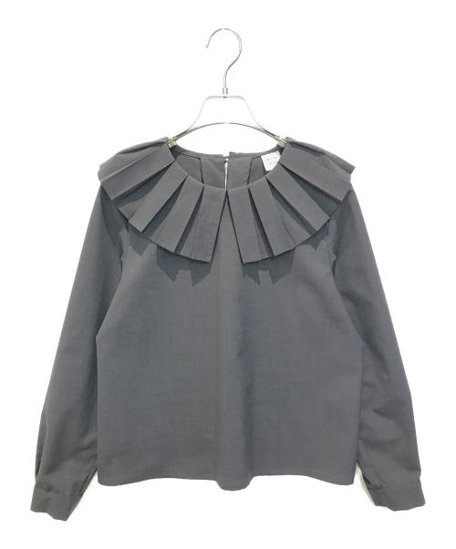 bulle de savon（ビュル デ サボン）bulle de savon (ビュル デ サボン) T/W Pleats ブラウス　03-01-BL-010-23-1 グレー サイズ:Fの古着・服飾アイテム