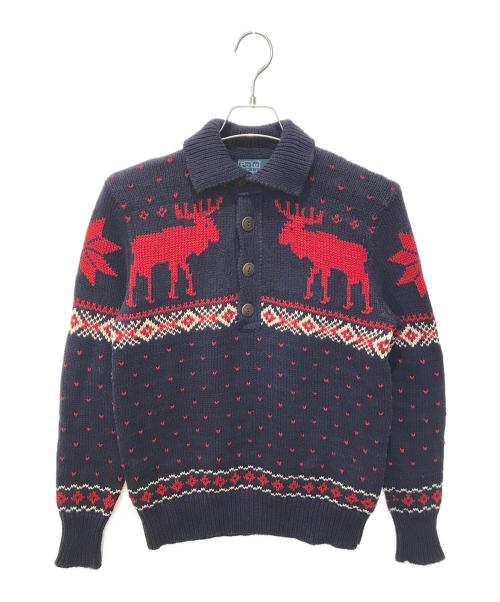 POLO RALPH LAUREN（ポロ・ラルフローレン）POLO RALPH LAUREN (ポロ・ラルフローレン) ハーフボタンカウチンニット ネイビー サイズ:Sの古着・服飾アイテム