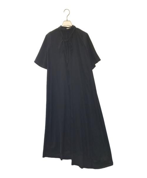 SueUNDERCOVER（スーアンダーカバー）SueUNDERCOVER (スーアンダーカバー) シルクブレンドボウタイロングワンピース ブラック サイズ:1の古着・服飾アイテム