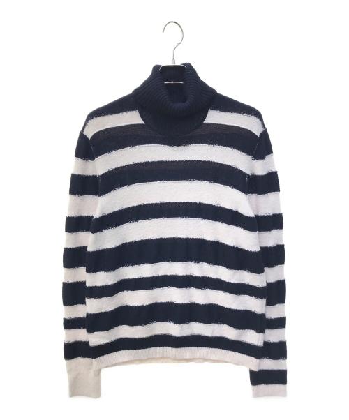 DIESEL（ディーゼル）DIESEL (ディーゼル) アルパカブレンドボーダーニット ホワイト×ネイビー サイズ:Lの古着・服飾アイテム