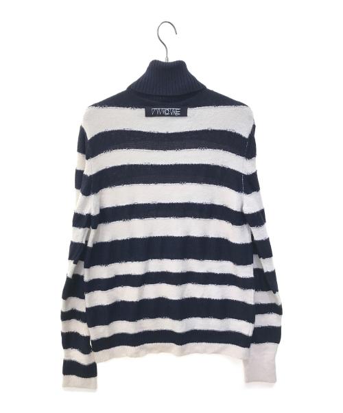 DIESEL（ディーゼル）DIESEL (ディーゼル) アルパカブレンドボーダーニット ホワイト×ネイビー サイズ:Lの古着・服飾アイテム