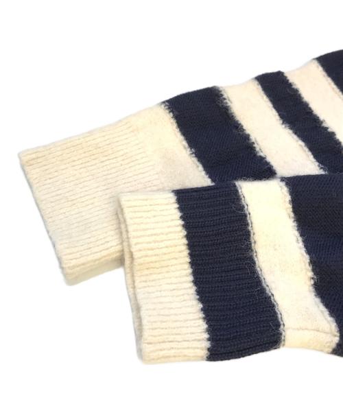 DIESEL（ディーゼル）DIESEL (ディーゼル) アルパカブレンドボーダーニット ホワイト×ネイビー サイズ:Lの古着・服飾アイテム