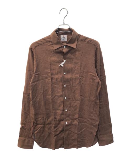 GUY ROVER（ギローバー）GUY ROVER (ギローバー) リネンシャツ ブラウン サイズ:Lの古着・服飾アイテム