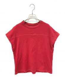 BLURHMS（ブラームス）の古着「コットンシルクネップフットボールフレンチスリーブTシャツ　BHSW24S10」｜レッド
