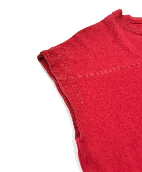 BLURHMS（ブラームス）blurhms (ブラームス) コットンシルクネップフットボールフレンチスリーブTシャツ　BHSW24S10 レッドの古着・服飾アイテム