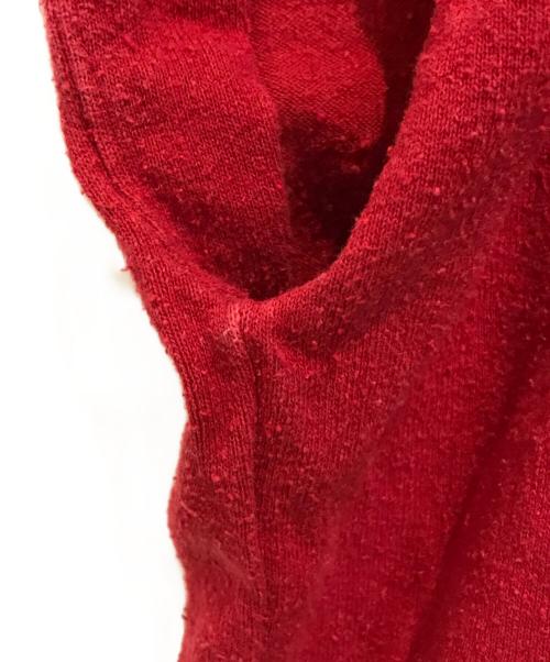 BLURHMS（ブラームス）blurhms (ブラームス) コットンシルクネップフットボールフレンチスリーブTシャツ　BHSW24S10 レッドの古着・服飾アイテム