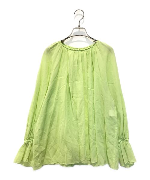 allureville（アルアバイル）allureville (アルアバイル) シアーオーガンギャザーブラウス　20241013090 グリーン サイズ:2の古着・服飾アイテム