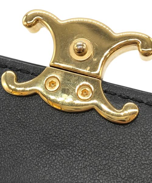 CELINE（セリーヌ）CELINE (セリーヌ) スモールフラップウォレット　トリオンフ ブラックの古着・服飾アイテム