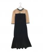 LeJaレジャ）の古着「バックリボン美脚効果シアー切り替えマーメイドフレアドレスワンピース」｜ブラック